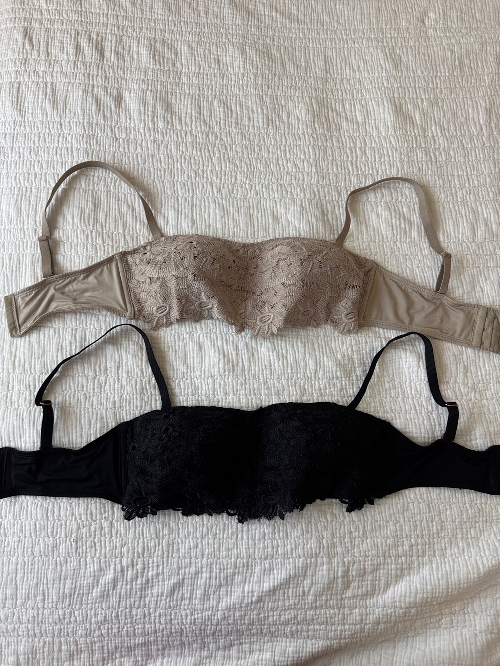 aerie Lace Bandeau Bras - Black & Taupe